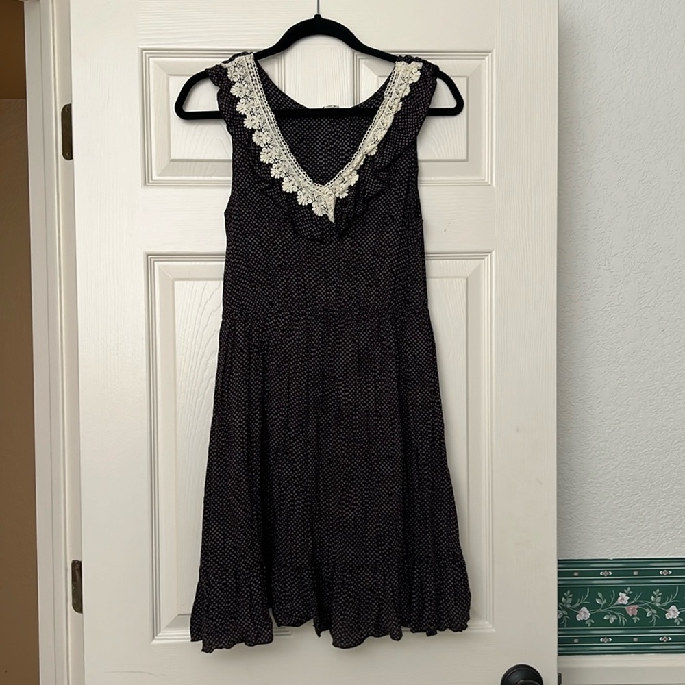 Black and purple polka dot dress